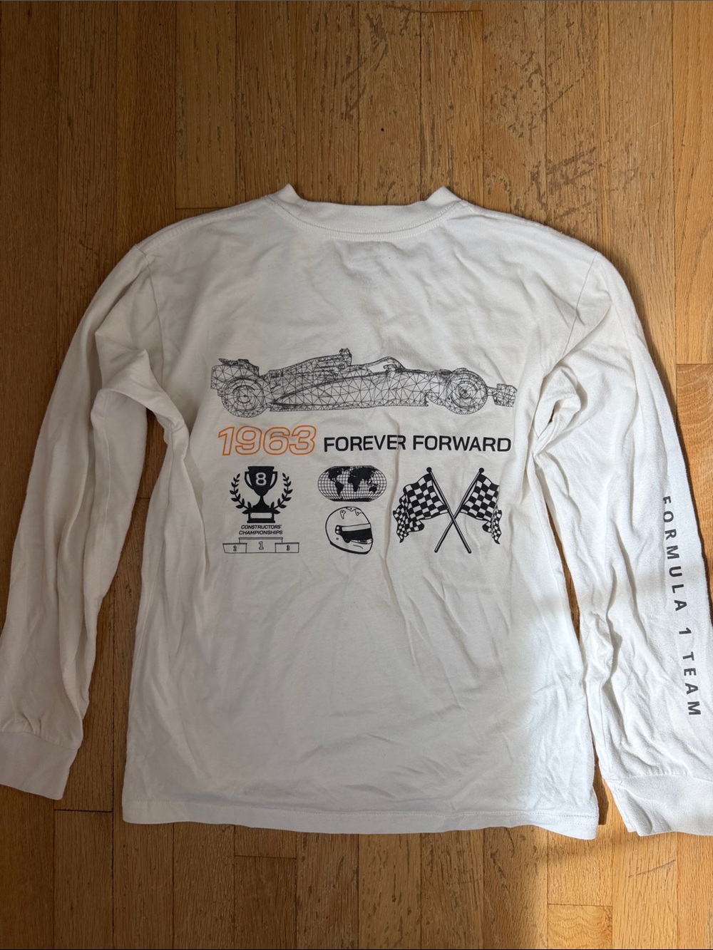 abercrombie kids White Maclaren Long-Sleeve Racing Graphic Tee